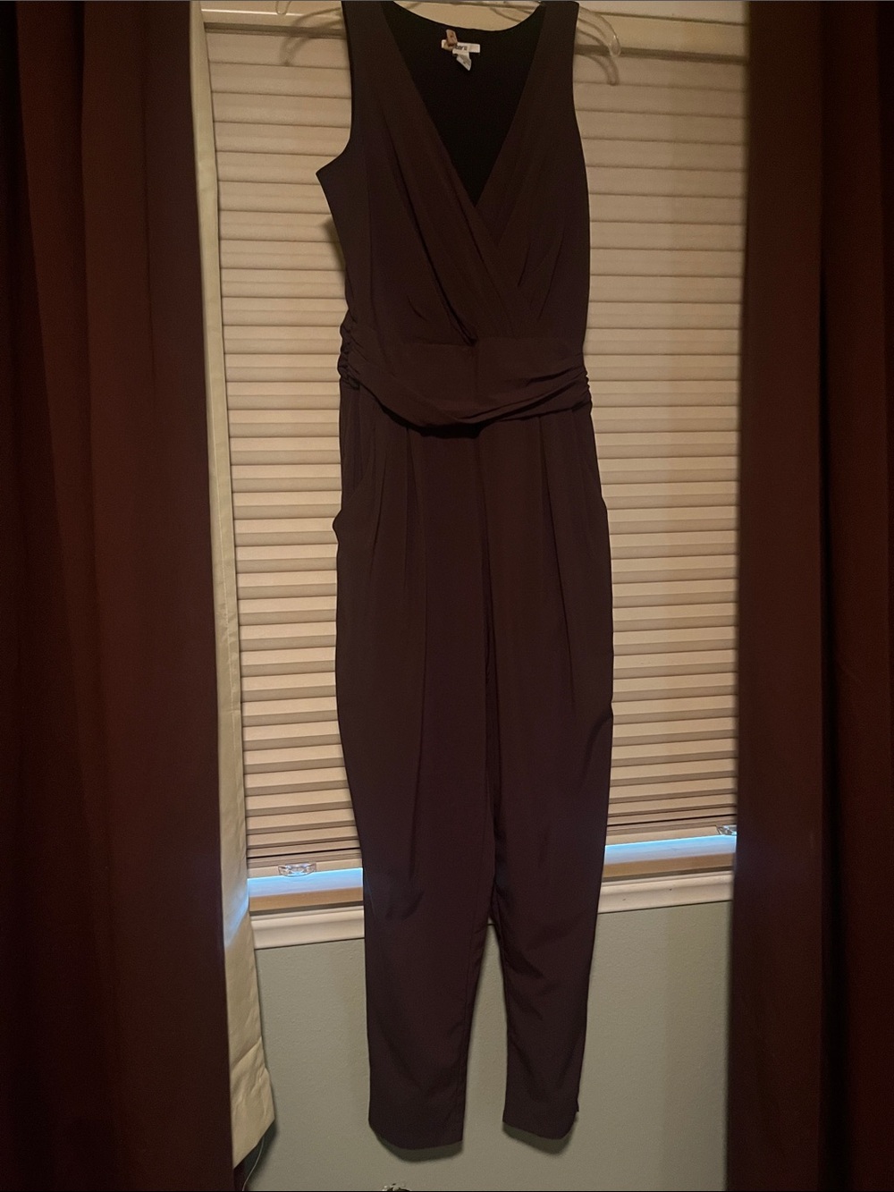 Bar III Sleeveless V-Neck Brown Jumpsuit